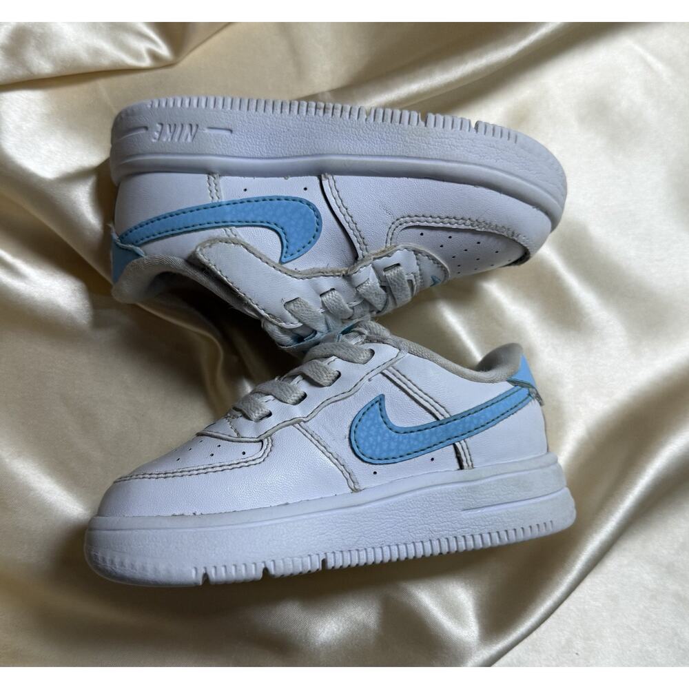 6.5 Toddler's Nike Air Force 1 Low Easyon Wht/Aquarius Blue-Wht (FN0236 107)